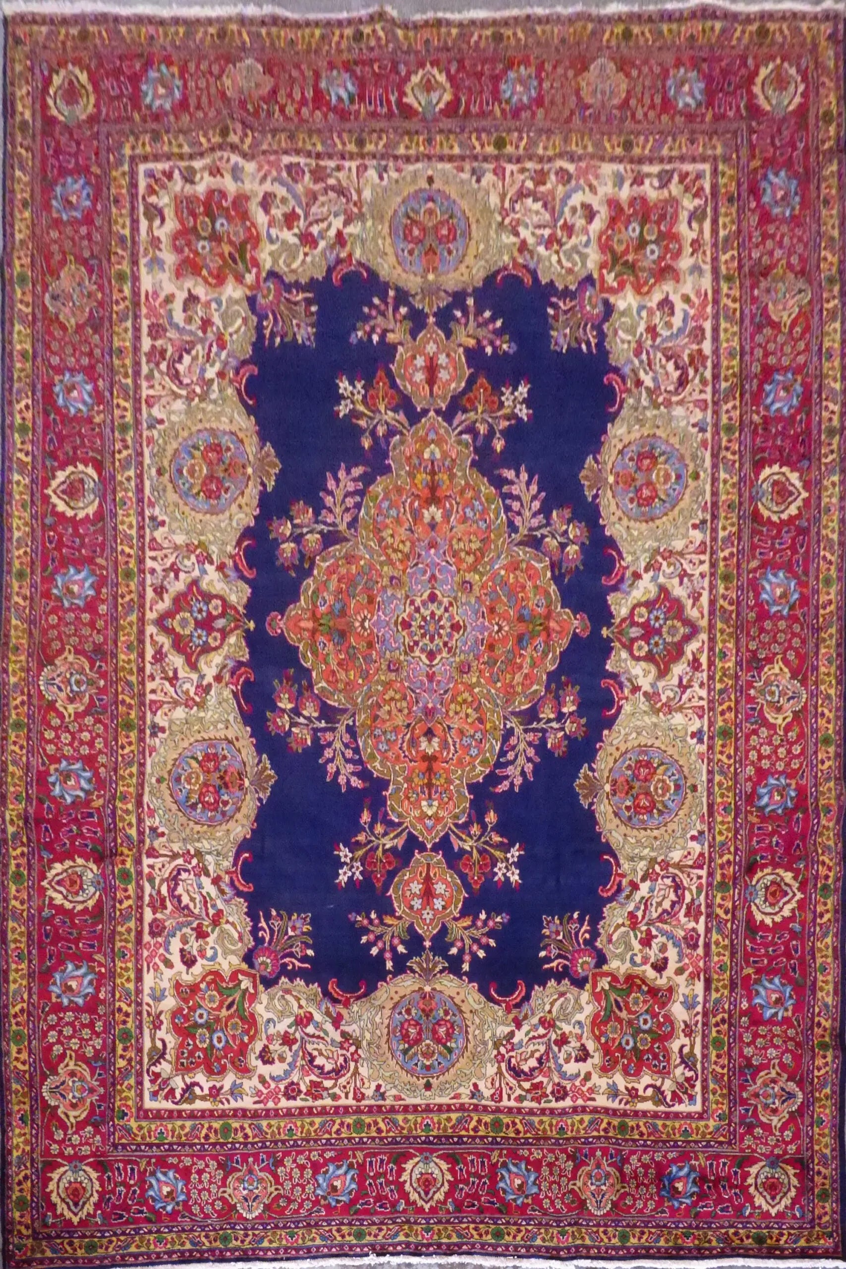 Persian Hand Knotted Persian, Tabriz Rugs, Traditional Floral, Natural Vegetable Dyes, Wool & Cotton, 12'10" X 10', Panr573 (Red : 10629)